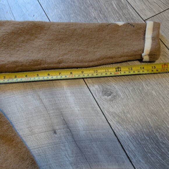 RARE Vintage 100% Wool  Camel Tan w/ Cream Trim Argyle Zip Cardigan | Size S/M - Picture 11 of 12